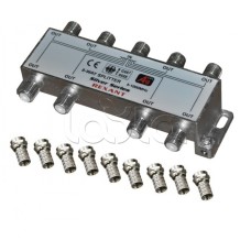 Делитель телевизионный ТВx8 + 9 шт. F BOX 5-1000 МГц Silver (5шт/уп) REXANT 05-6105